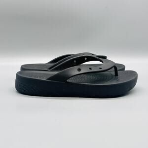 Crocs Sandals Womens 7 Black Thong Flip Flops Platform Slip On Casual Comfort